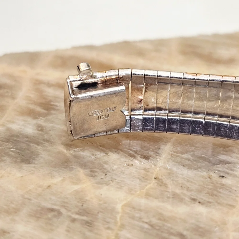 JCM Gold Over Sterling Silver Bracelet 3 Color Vermeil Omega Flex Bangle Italy